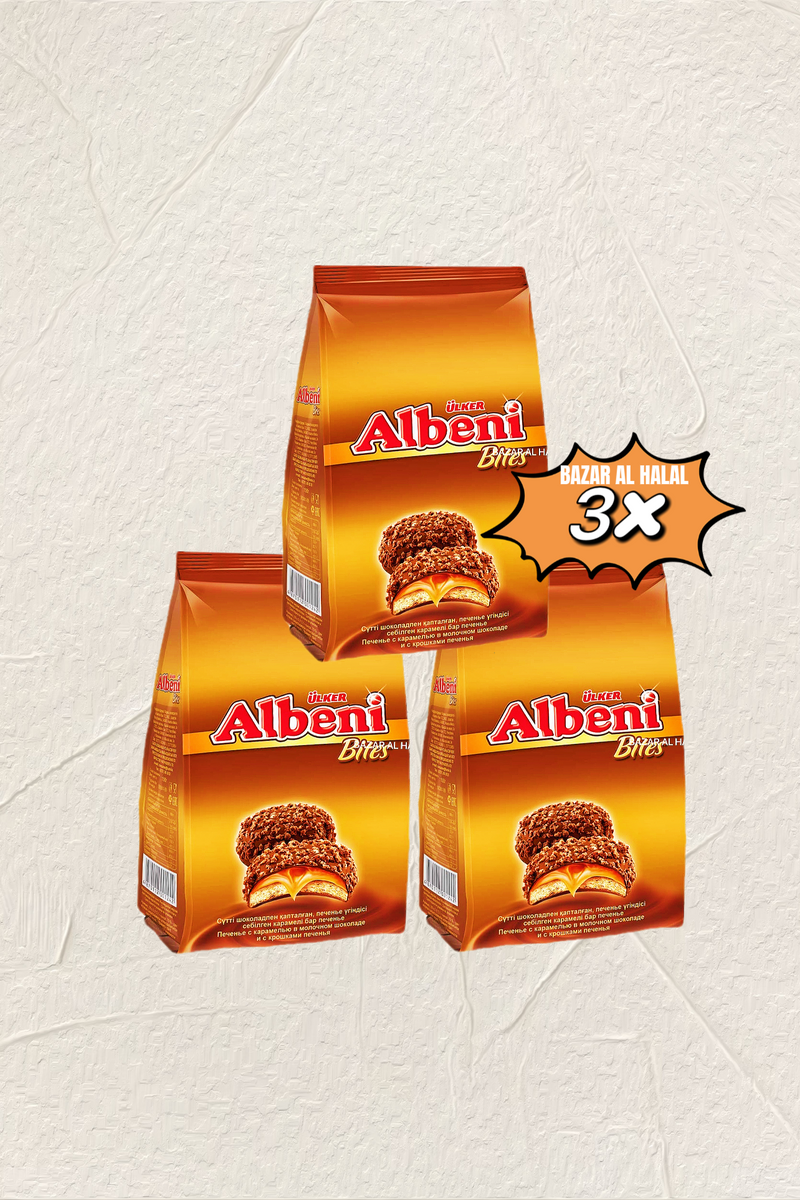 3 Pack Ulker Albeni Bites Milk Chocolate Round Biscuit Bar - Caramel Bag