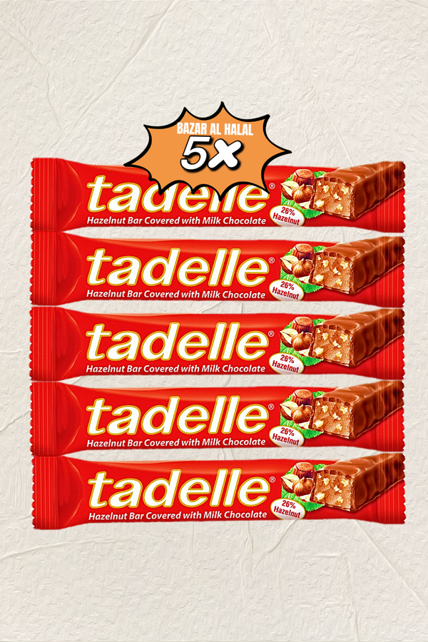 5 Pack Tadelle Milk Chocolate Bar With Hazelnuts