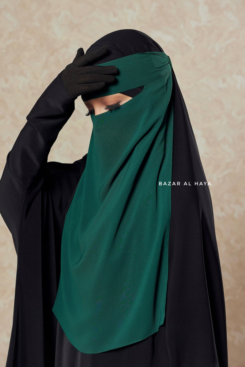 Emerald Green Single Layer Niqab - Super Breathable & Comfy