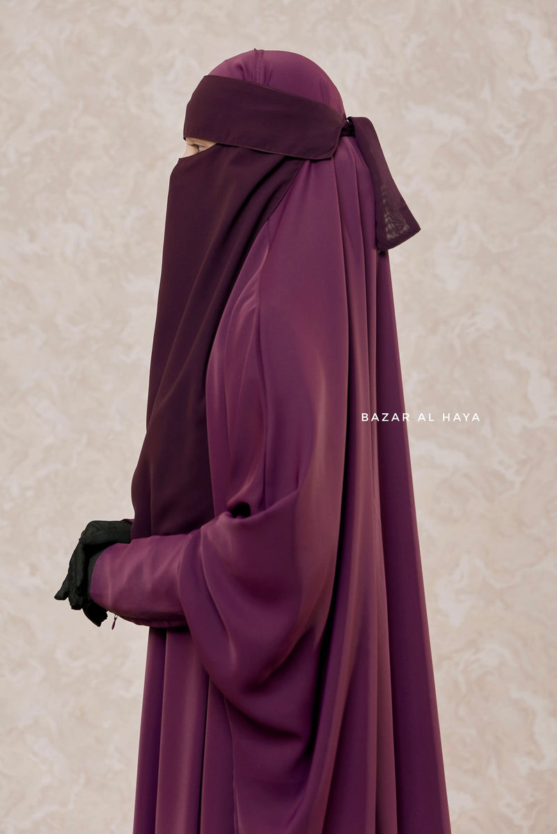 Purple Flap Single Niqab - Super Breathable Veil - Large