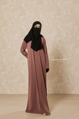 Taupe Rose Intisar Abaya - Comfy Style Open Zipper - Silk Crepe