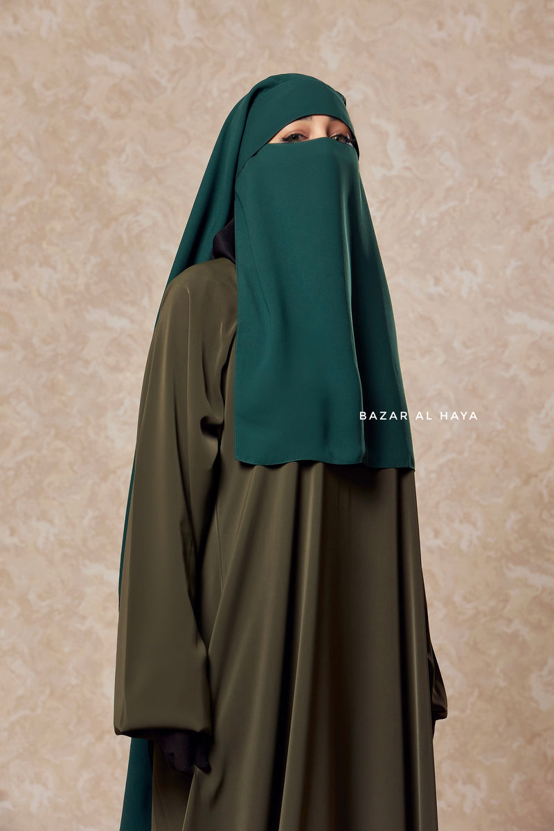 Emerald Two Layer Flap Niqab - Wide & Super Breathable Veil