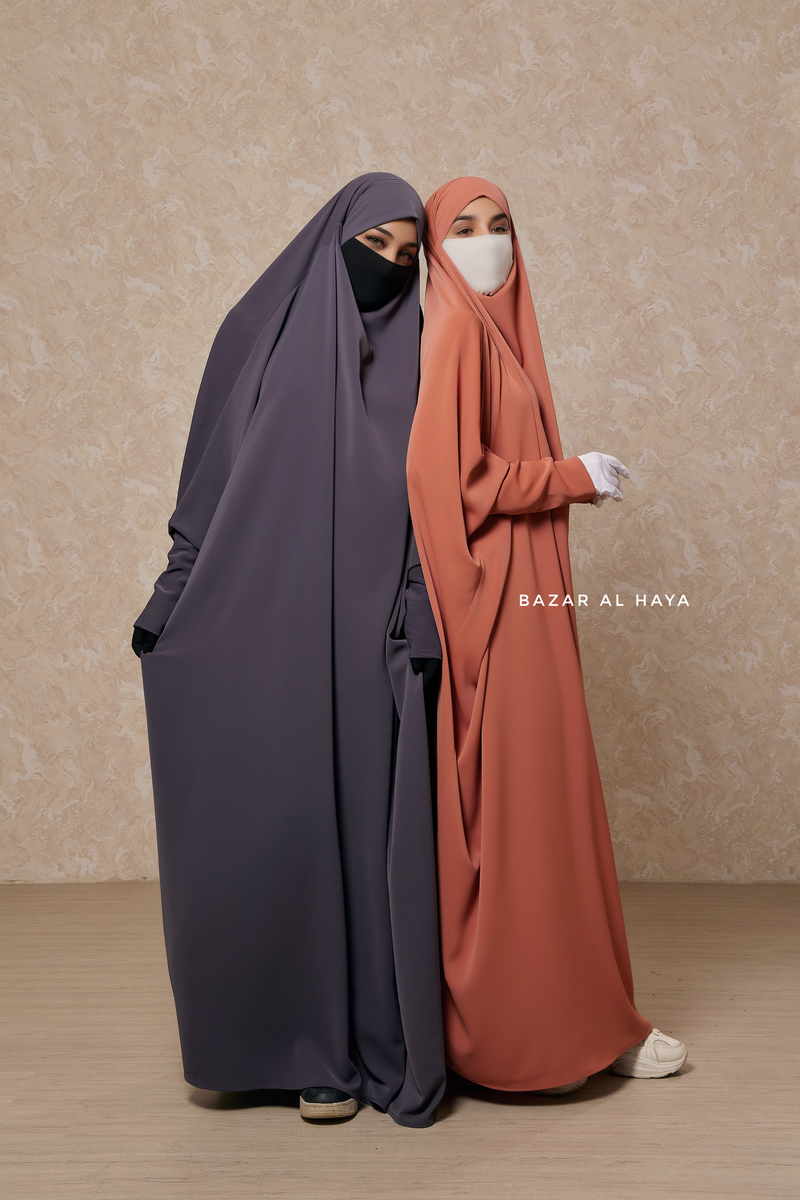 Sarah One Piece Jilbab - Zipper Sleeves - Silk Crepe