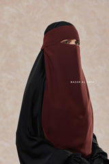 Flap Brown Single Niqab - Super Breathable Veil - Large