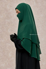 Emerald Two Layer Medium Snap Scarf, Khimar, Cape - Super Soft - 3 in 1