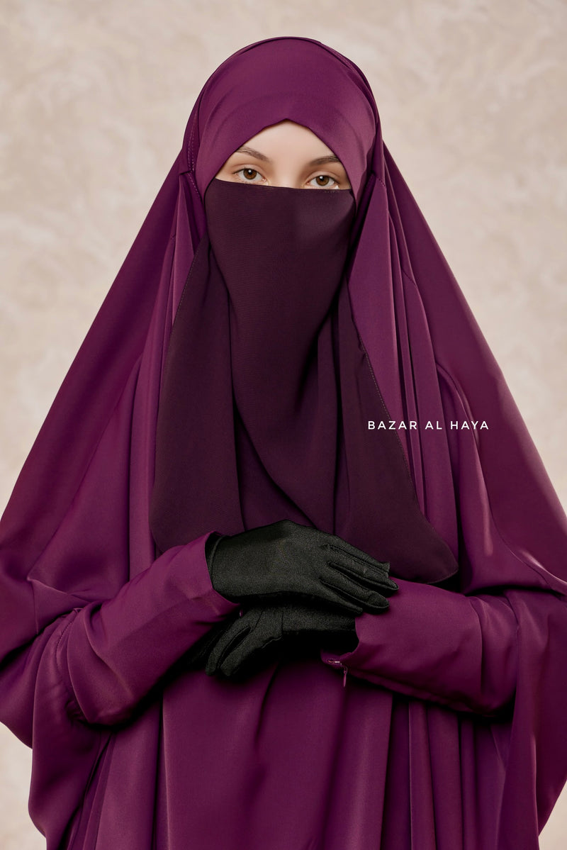 Purple Single Half Niqab - Super Breathable Veil