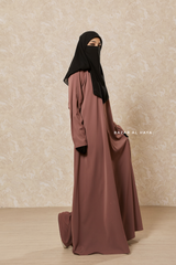 Taupe Rose Intisar Abaya - Comfy Style Open Zipper - Silk Crepe