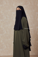 Two Layer In Black Three -In- One Snap Scarf, Khimar, Cape - Premium Chiffon