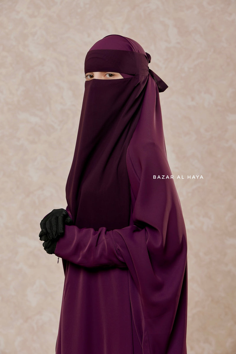 Purple Single Layer Niqab - Extremely Breathable - Large