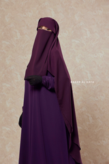 Plum Two Layer Flap Niqab - Premium Wool Chiffon - Large