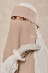 Creme Beige Flap Single Niqab - Super Breathable Veil - Medium & Large