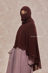 Brown Two Layer Medium Snap Scarf, Khimar, Cape - Super Soft - 3 in 1