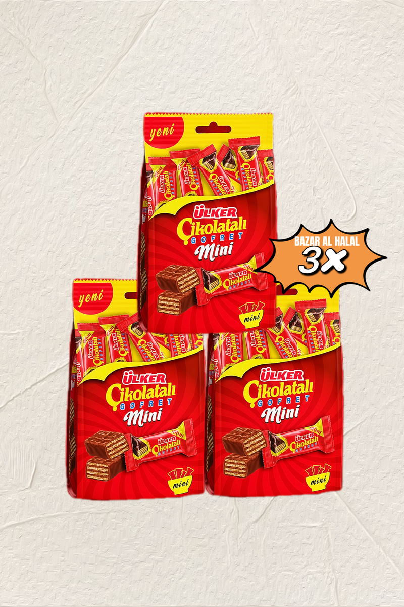 3 Bag Ulker Chocolate Mini Wafer Bars - Whole Bags