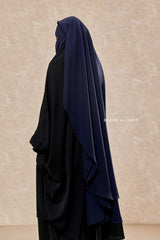 Dark Blue Flap Two Layer Niqab - Long & Wide - Super Breathable Veil - Large