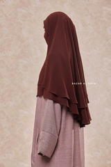 Brown Two Layer Medium Snap Scarf, Khimar, Cape - Super Soft - 3 in 1