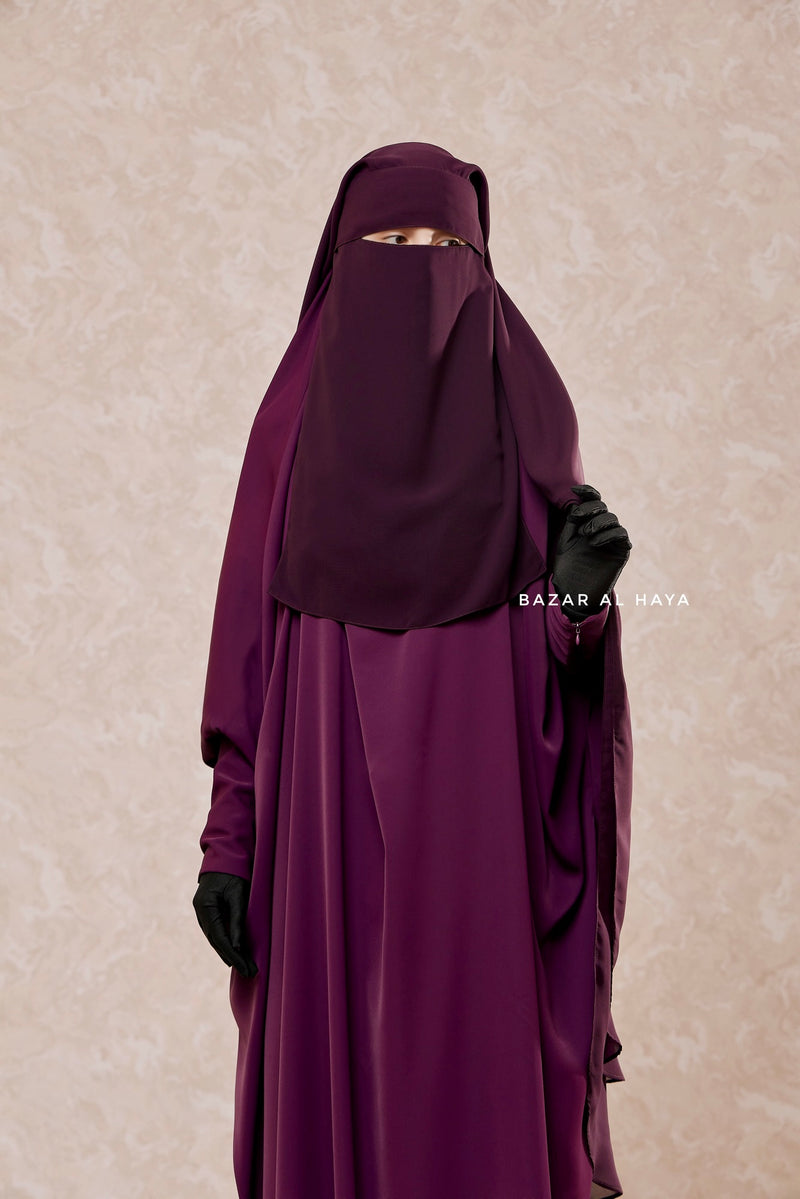 Two Layer Purple Flap Niqab - Wide & Super Breathable Veil