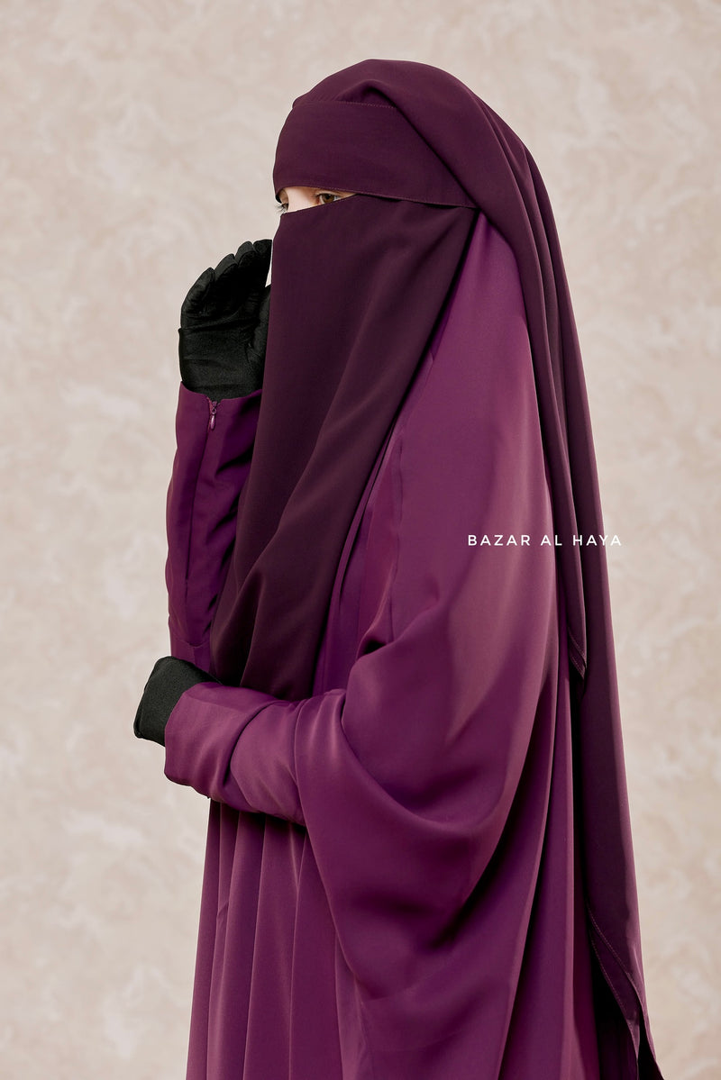 Two Layer Purple Flap Niqab - Wide & Super Breathable Veil