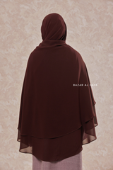 Brown Two Layer Medium Snap Scarf, Khimar, Cape - Super Soft - 3 in 1