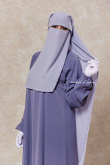 Silver Two Layer Flap Niqab - Premium Wool Chiffon - Large