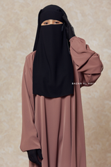 Black Two Layer Scarf Niqab - Long & Wide - Super Breathable Veil