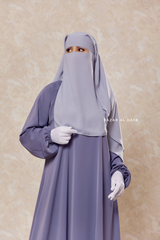 Silver Two Layer Niqab - Premium Wool Chiffon - Medium