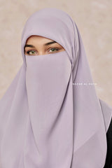 Silver Square Scarf With Half Niqab Set - Super Breathable