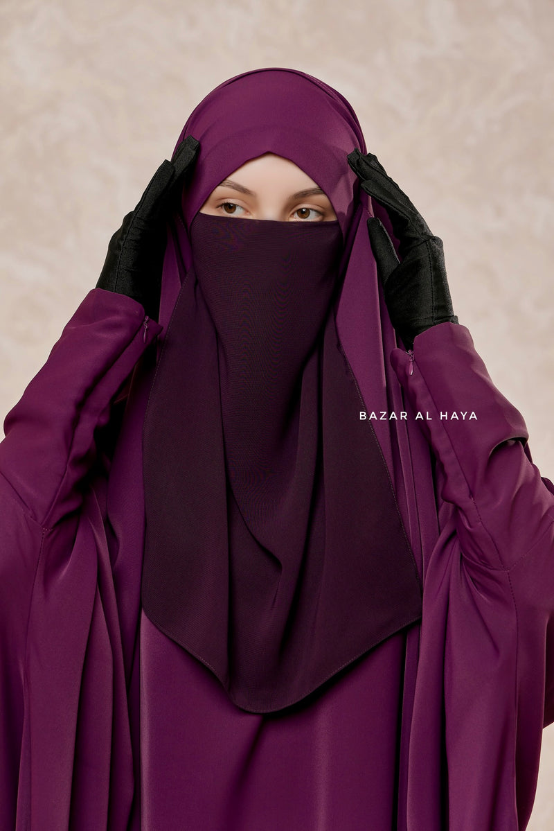 Purple Single Half Niqab - Super Breathable Veil