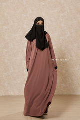 Taupe Rose Intisar Abaya - Comfy Style Open Zipper - Silk Crepe