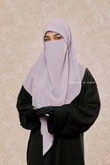 Silver Square Scarf With Half Niqab Set - Super Breathable