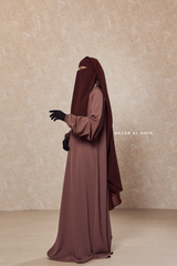 Brown Two Layer Scarf Niqab - Long & Wide - Super Breathable Veil