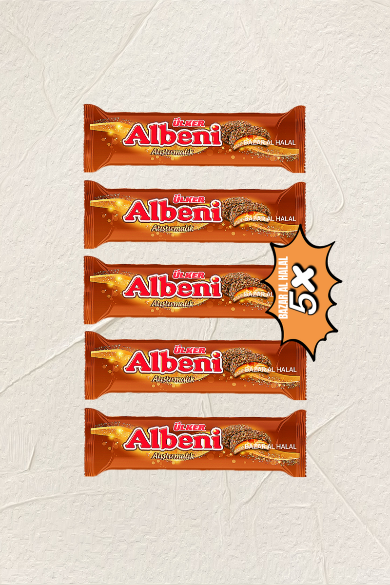 5 Pack Ulker Albeni Milk Chocolate Round Biscuit Bar - Caramel