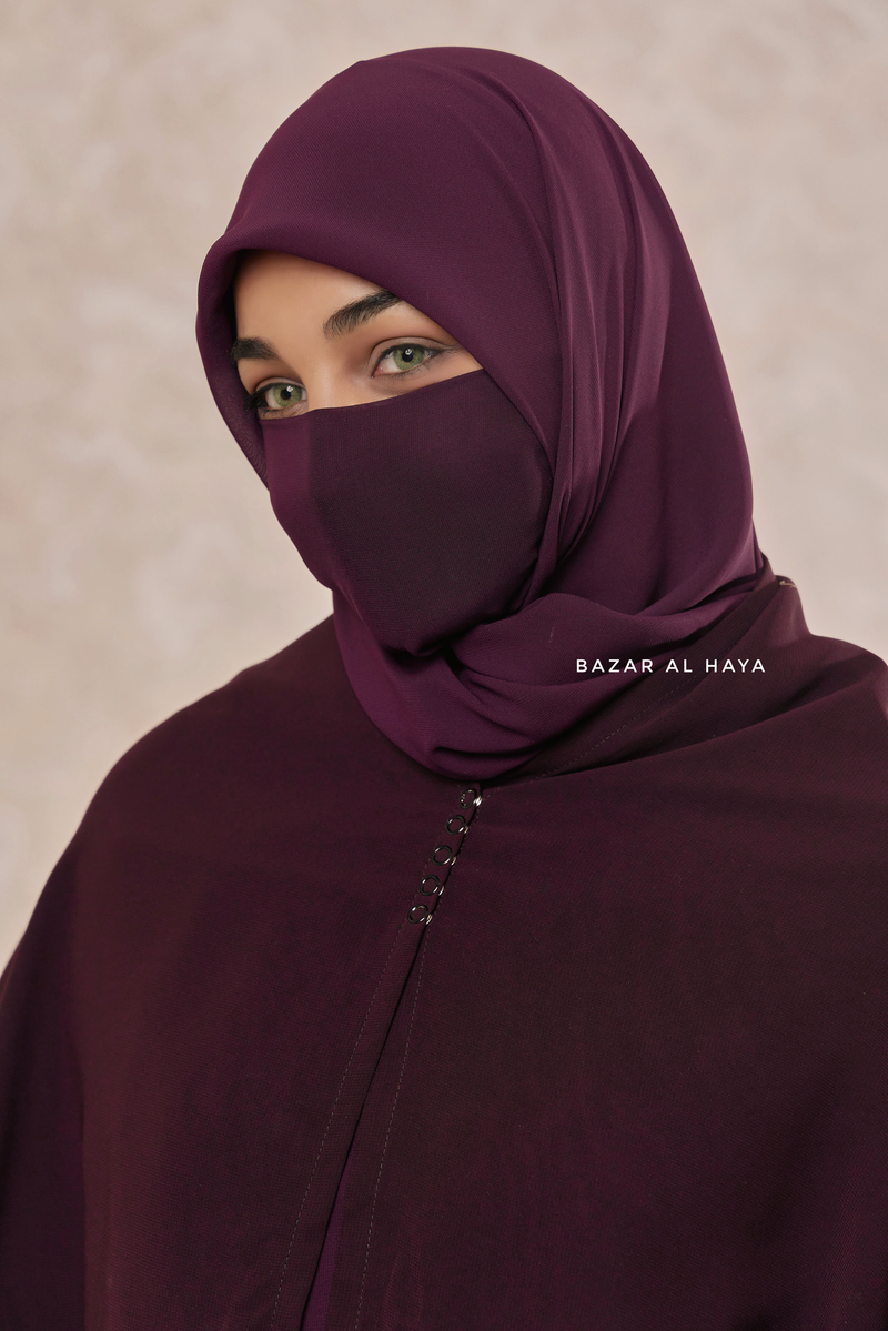 Purple Two Layer Medium Snap Scarf, Khimar, Cape - Super Soft - 3 in 1