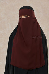 Flap Brown Single Niqab - Super Breathable Veil - Large