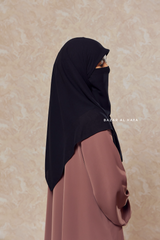 Black Square Scarf With Half Niqab Set - Super Breathable - Medium