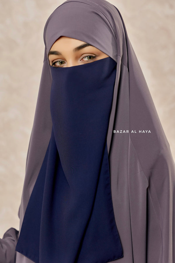 Dark Blue Single Half Niqab - Super Breathable Veil