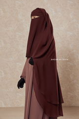 Brown Two Layer Scarf Niqab - Long & Wide - Super Breathable Veil