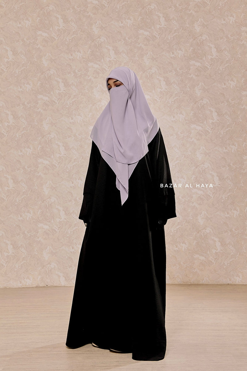 Silver Square Scarf With Half Niqab Set - Super Breathable