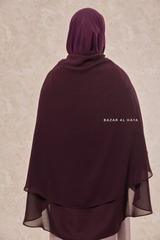 Purple Two Layer Medium Snap Scarf, Khimar, Cape - Super Soft - 3 in 1