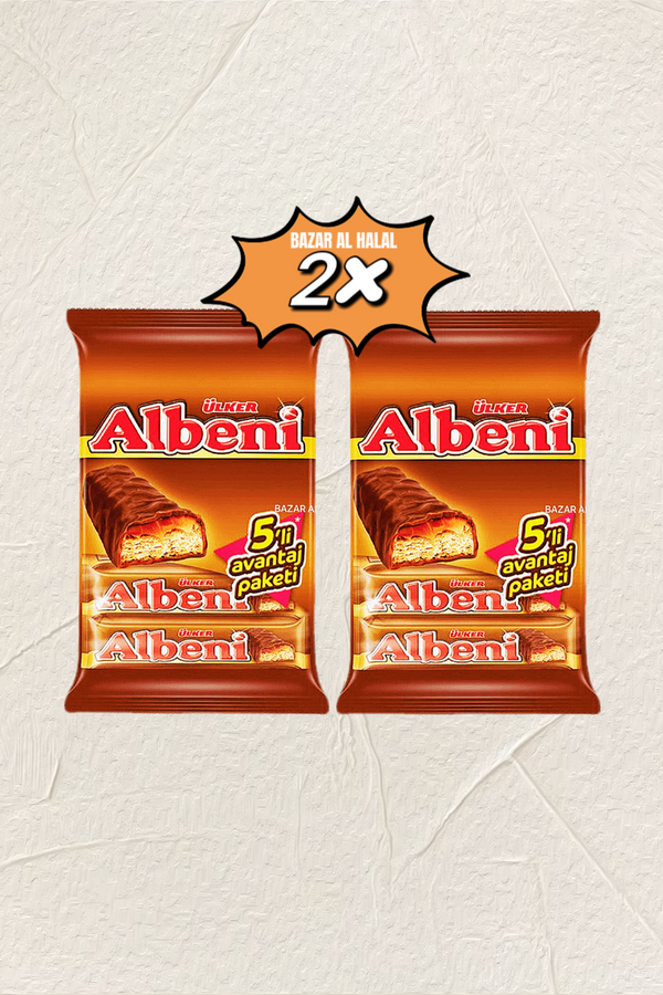 2 Ulker Albeni 5 Pack Milk Chocolate Biscuit Bar - With Caramel