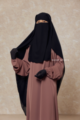 Black Two Layer Scarf Niqab - Long & Wide - Super Breathable Veil