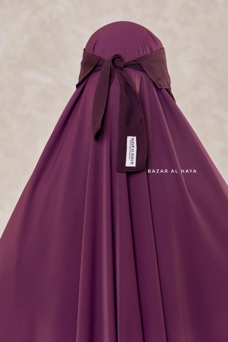 Purple Flap Single Niqab - Super Breathable Veil - Large