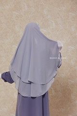 Silver Two Layer Niqab - Premium Wool Chiffon - Medium