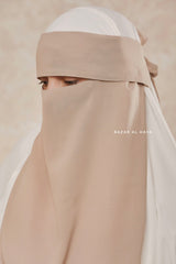 Creme Beige Flap Single Niqab - Super Breathable Veil - Medium & Large