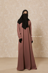 Taupe Rose Intisar Abaya - Comfy Style Open Zipper - Silk Crepe