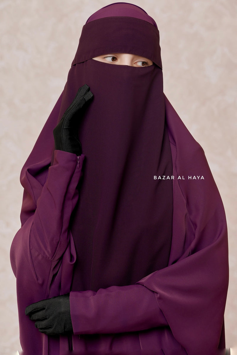 Purple Flap Single Niqab - Super Breathable Veil - Large