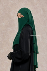 Emerald Two Layer Medium Snap Scarf, Khimar, Cape - Super Soft - 3 in 1