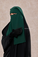 Emerald Two Layer Flap Niqab - Premium Wool Chiffon - Medium