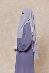 Silver Two Layer Niqab - Premium Wool Chiffon - Medium