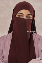 Brown Two Layer Medium Snap Scarf, Khimar, Cape - Super Soft - 3 in 1