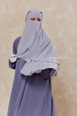 Silver Two Layer Niqab - Premium Wool Chiffon - Medium